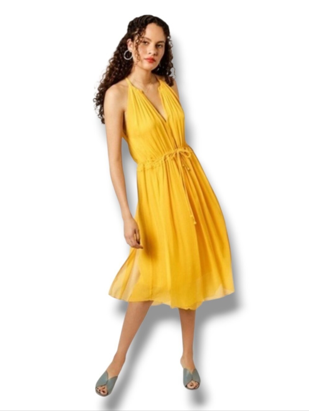 LIKE NEW Apiece Apart Boronia Shirred Tank 100% Silk Midi Dress, Size 4